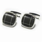カフス　カフスボタン　オニキスシルバーライン