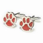 カフス　猫の足跡レッドカフスボタン（カフリンクス）