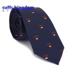 ネイビー地犬柄刺しゅう動物ネクタイ...