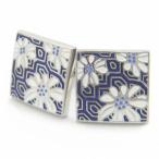 カフス カフスボタン ホワイトフラワーとブルーエナメル メンズ プレゼント カフスマニア