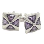 カフス カフスボタン ピラミッド パープル 紫 ストーン カフリンクス カフスボタン