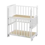  детская кроватка сделано в Японии высокий compact bed two открытый Mini bed белый место хранения полки есть с роликами бук материал 