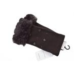 手袋 アンテプリマ レディース 指なし手袋 ウール カシミヤ混 ラインストーン ダークブラウン 21-22cm