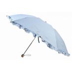 ポロ ラルフローレン 日傘 折りたたみ 傘 レディース ブランド ドット フリル アイス ブルー 50cm 女性 UV 晴雨兼用
