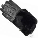 手袋 レディース ランバン オン ブルー 黒 革手袋 防寒 ブランド 暖かい LANVIN en Bleu ラムレザー