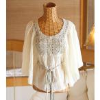 シルクコットンクロシェ編みブラウス...