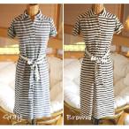 選べるレディース服3点福袋対象商品 シェードボーダー 半袖 シャツワンピース(返品交換ギフト包装不可) レディース 9号 Mサイズ コットン サマーニット