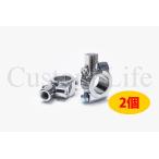 CL2917 22.2φ M10 ポリッシュ 2個 ハンドルクランプ バレル ミラーホルダー ミラークランプ ミラーステー モンキー 4ミニ ATV /
