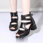 ショッピングブーツサンダル サンダル ブーツサンダル ブーツ 大きいサイズ 太ヒール オープントゥ サンダルブーツ 6cmヒール レディース グラディエーターサンダル 美脚 おしゃれ