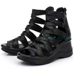 ショッピンググラディエーター 大きいサイズ グラディエーターサンダル オープントゥ ハイカット ブーツ レディース サンダル ハイヒール 敬老の日 バックファスナー 夏