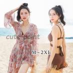 水着 レディース 体型カバー ビキニ 3点セット 花柄 ショットパンツ バストンドゥ 小胸バンドゥ 水着セット 体型カバー ママ水着 スイムウェア 20代 30代 40代