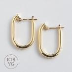 K18 フープピアス オーバル ピアス パイプ フープ 18金 K18YG 18K 金属アレルギー ゴールド