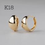 K18フープピアス 中折れ式 18金 ドロップ 月甲 7mm×14mm 18k イエローゴールド ペア