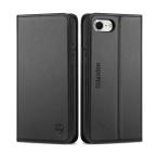 SHIELDON iPhone se対応ケース iPhone se3/se2 iPhone8 iphone 7 本革レザー 手帳型ケース ブラック