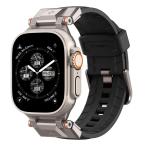 Apple Watch対応バンド 49mm/46mm/45mm/44mm 長さ調整 耐久性 交換ベルト Apple Watch Ultra/Ultra 2/10/9/8/7/6/5/4/SE2/SE デュラプロ・アーマー(ブラック)