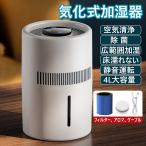 加湿器 気化式 4L 空気清浄機 花粉対策 大容量 除菌 乾燥対策 おしゃれ 上から給水 水漏れしない 2段階風量設定 お手入れ簡単 水量確認可能 省エネ 卓上 usb