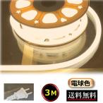 ネオンライト ロープライト チューブライト コンセントプラグ付 100V 3M 電球色 イルミネーション 間接照明 明るい CY-NLW3M