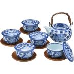 波佐見焼 花唐草絵 番茶器揃(茶托付