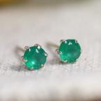 ピアス手作りクリソプレーズ4ミリラウンド