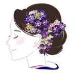 髪飾り ２点セット wk-227 紫 パープル 花 かんざし ちりめん つまみ細工 コーム型 振袖 成人式 卒業式 結婚式 七五三 袴 和装予約