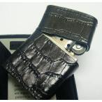 送料270円〜新品正規品 極小生産品レア!ベーシック牛本革巻きクロコ柄(ブラック)ZIPPOジッポライター☆おまけメンテブラシ付き!