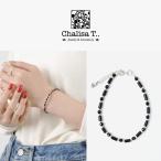 CHALISA T..( коричневый lisa* чай ) черный оникс раунд and камера бисер серебряный браслет серебряный 925