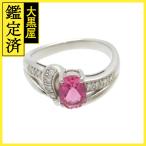 JEWELRY драгоценный металл * драгоценнный камень розовый турмалин бриллиант PT900 платина PT0.84ct D0.10ct 6.6g 11 номер so-ting