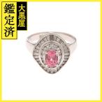 JEWELRY ювелирные изделия кольцо платина Pm900 розовый сапфир 0.96 бриллиант 0.70 7.9g #9 [472]HG