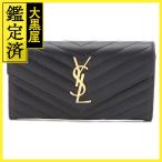 Saint Laurent солнечный rolan монограмма Large заслонка бумажник 372264 чёрная кожа длинный кошелек [207]