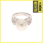 JEWELRY ювелирные изделия кольцо кольцо PT900 платина жемчуг бриллиант 0.10 ct примерно 9.6g 8 номер 