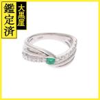  non бренд ювелирные изделия кольцо PT900/ изумруд 0.10/ бриллиант 0.43ct [472]