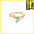 JEWELRY ювелирные изделия кольцо K18 желтое золото изумруд 0.19ct бриллиант 0.06ct примерно 2.9g 11 номер 