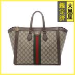 GUCCI Gucci off .tia Large большая сумка бежевый / темно-коричневый PV покрытие парусина | кожа 524537