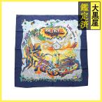 HERMES Hermes шарф Calle 90 THE ALFEE AUBE голубой / белый / желтый шелк 