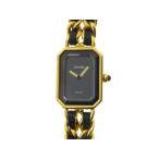 【ノーメンテナンス特価】CHANEL シャネル ウォッチ プルミエールL 時計 H0001 腕時計 GP/レザー ブラック レディース【中古】431