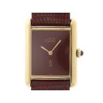 CARTIER カルティエ マストタンクLM 1975713 腕時計 SV925/レザー 手巻き ボルドー文字盤 レディース【中古】【473】