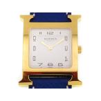 HERMES  エルメス  腕時計  Hウォッチ HH1.510  ゴールドメッキ/本革  ホワイト文字盤   メンズ時計  207【中古】2148104033178