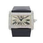 Cartier カルティエ タンクディヴァン ダイヤベゼル WA3101236 腕時計 K18WG/レザー シルバー レディース クオーツ 【200】【中古】