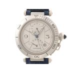 CARTIER カルティエ パシャ 38mm GMT パワーリザーブ W3103755 腕時計 スティール/社外製革ベルト シルバー文字盤 メンズ【中古】472