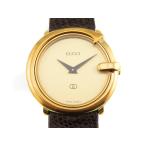 GUCCI グッチ Gウォッチ 腕時計 GP/本革 ゴールド クオーツ ゴールド文字盤 メンズ  2148104092304【中古】207