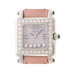 Chopard ショパール ハッピースポーツ スクエア ダイヤベゼル 27/8894-23/11 腕時計 ステンレススチール/本革 ピンクシェル文字盤/5PD レディース【中古】472