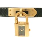 HERMES エルメス ケリーウォッチ グリーンベルト　【205】 KE1.201.770 腕時計 レザー/GP ゴールド レディース【中古】