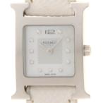 HERMES エルメス Hウォッチ HH1.210 ホワイトシェル/11ポイントダイヤ 腕時計 ステンレス/レザー レディース クオーツ  【中古】【200】