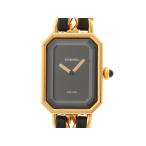 CHANEL  シャネル  プルミエールM  H0001  ゴールドメッキ/本革  ブラック文字盤  クオーツ  レディース時計  207【中古】2148104150424