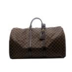 LOUIS VUITTON Louis * Vuitton ключ poru* частота lie-ru55 Damier N41414 сумка "Boston bag" Damier парусина Brown [ б/у ]437