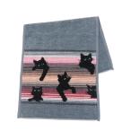 ショッピングフェイラー フェイラー ハンドタオル 37×80cm BLACK KITTY・グレー Chenille Towel シュニール織 シェニール織 FEILER キティ