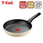 ショッピングIH対応 ティファール IHチタン・エクセレンス バニラ ベージュ フライパン 26cm G18205 T-fal IH対応 ガス ガス火 直火 兼用