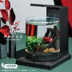 ショッピングテラリウム 観賞魚飼育水槽セット 水槽セット グラスアクア PERCO C-Charcoal Black 約6L 木目調 チャコールブラック ベタ水槽 海水魚 メダカ ライト付き テラリウム GEX