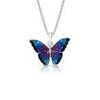 Bling Bijoux Crystal Monarch Butterflyペンダントネックレス錆925スターリングシルバーナチュラグレディー925ス