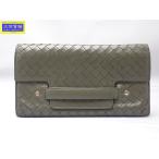 ショッピングボッテガ BOTTEGA VENETA ボッテガ・ヴェネタ イントレチャート 二つ折り長財布 モスグレー 中古B 【送料無料】 A-8938